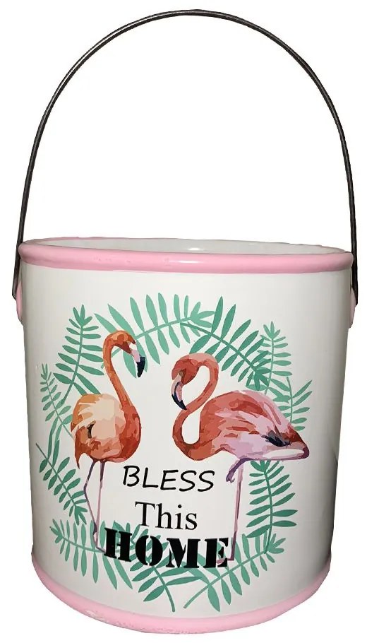 Vaso Decorativo em Cerâmica Com Alça Branco 14cm F04 - D'Rossi