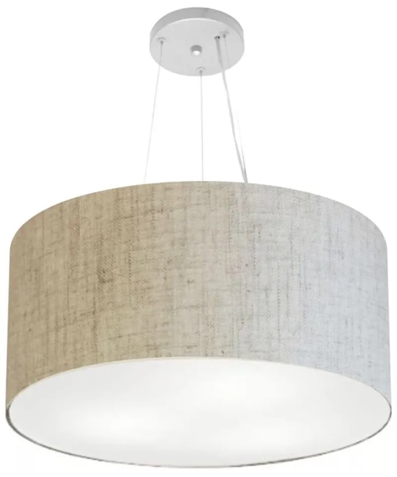 Lustre Pendente Cilíndrico Md-4191 Cúpula em Tecido 55x25cm Rustico Bege - Bivolt