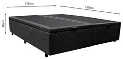 Base Box Baú para Cama Casal Queen 158x198cm Bipartido Liz S05 Suede B