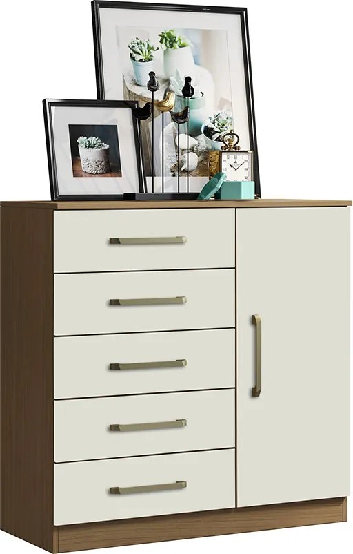 Cômoda Quarto 1 Porta Sapateira 91cm Lanaluna Atacama/Off White A09 - D'Rossi