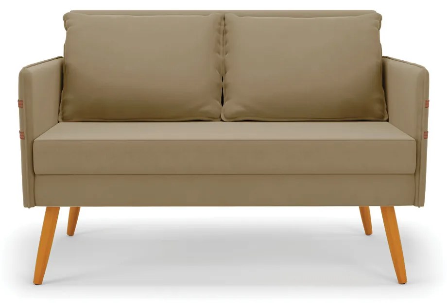 Kit 01 Namoradeira 02 Lugares e 02 Poltronas Mari Suede Base de Madeira MA30 - D'Rossi - Marrom Rato