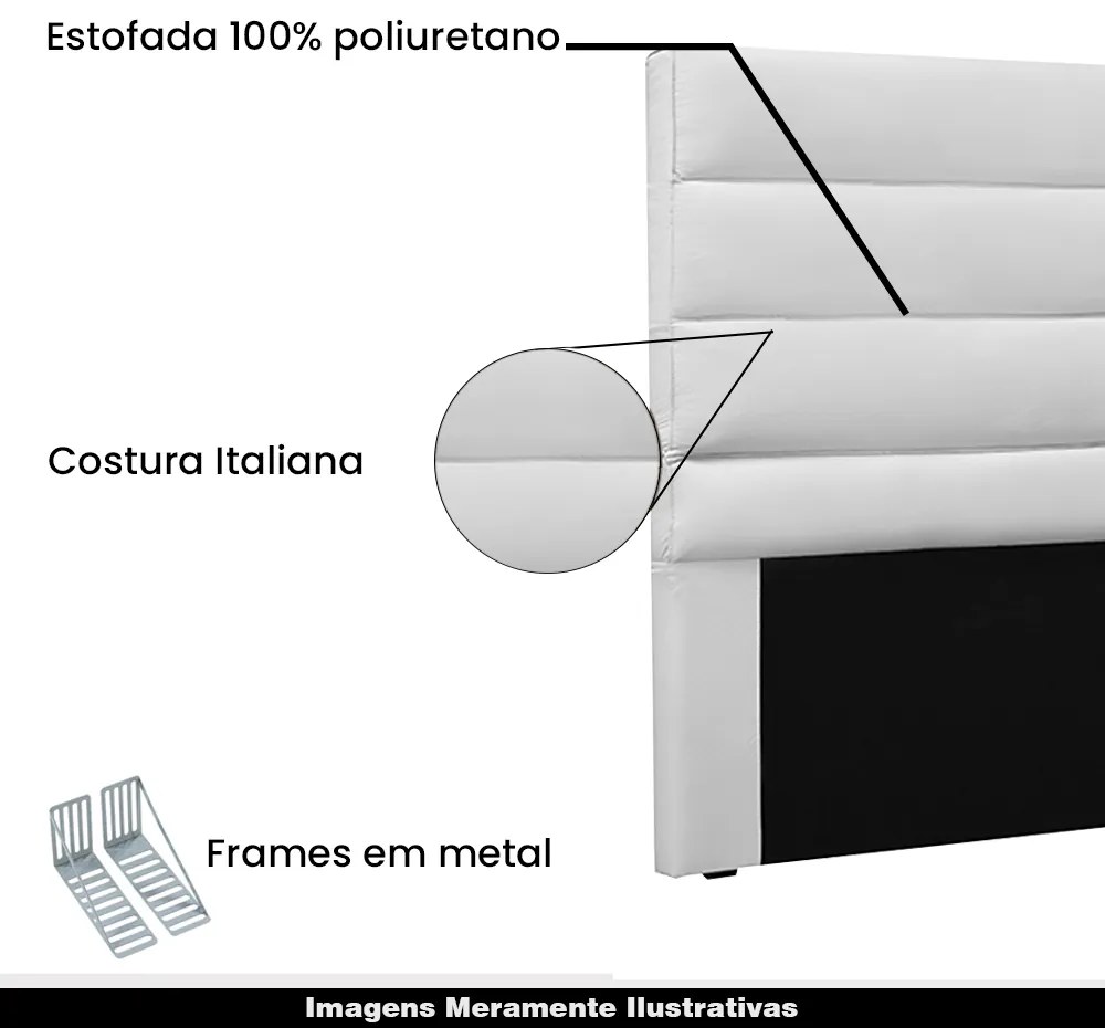 Cabeceira Decorativa 1,40M Guess PU Branco G63 - Gran Belo
