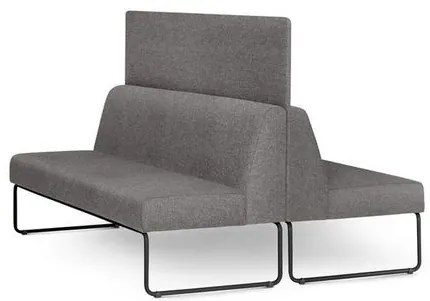 Sofa Pix com 2 Unidades e Painel Divisor Assento Mescla Cinza Base Aco Preto - 55072 Sun House