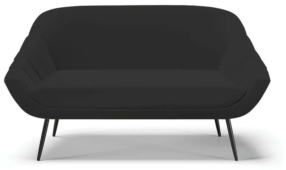 Kit 01 Namoradeira 02 Lugares e 02 Poltronas Giovana Veludo Pés Palito De Ferro - D'Rossi - Preto