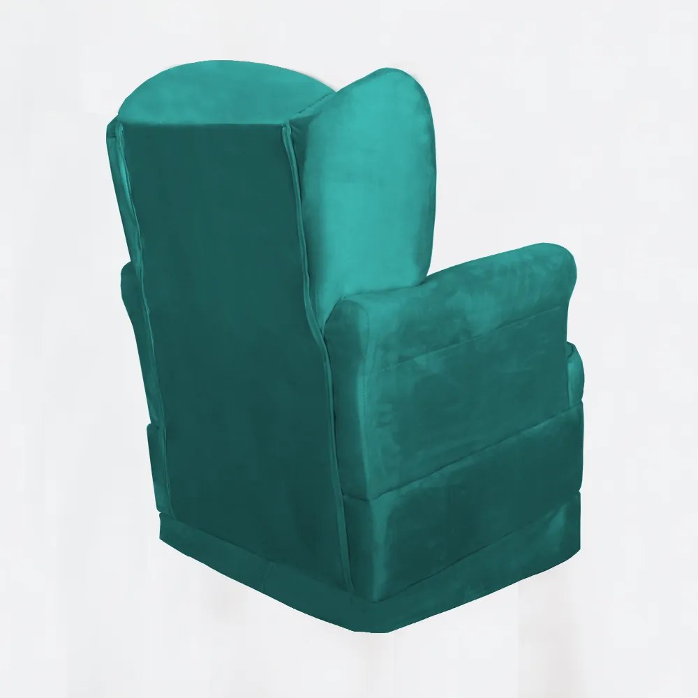 Poltrona Ana de Amamentação com Balanço Suede Azul Tiffany