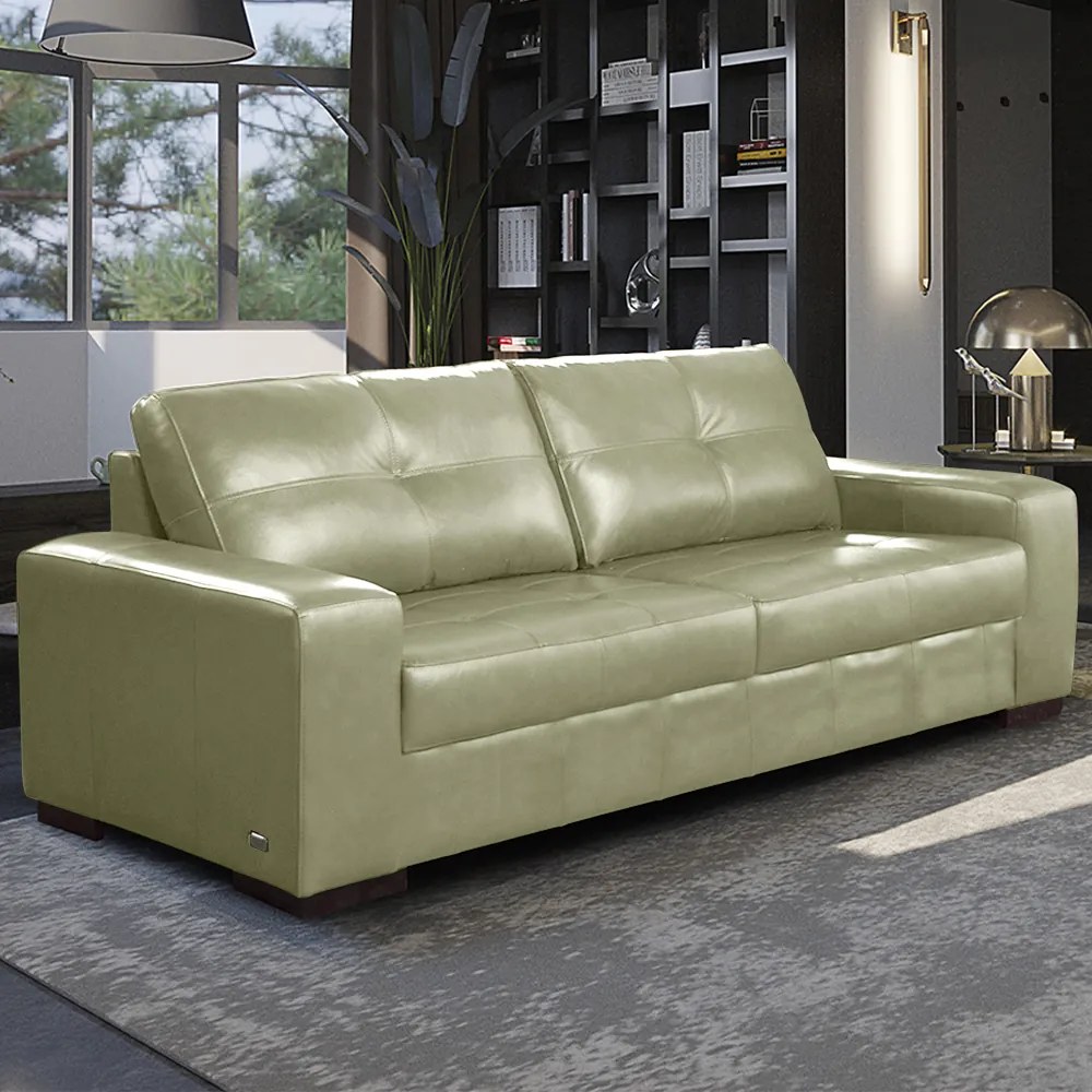 Sofá Decorativo 3 Lugares Turim 200cm Couro Fendi G58 - Gran Belo