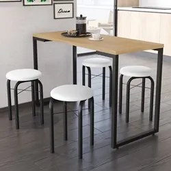 Conjunto Mesa de Cozinha Prattica Industrial 120cm com 4 Banquetas F02