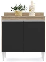 Armário de Cozinha Modulado de Canto 7 Peças CP36 com Pia Inox Castanh
