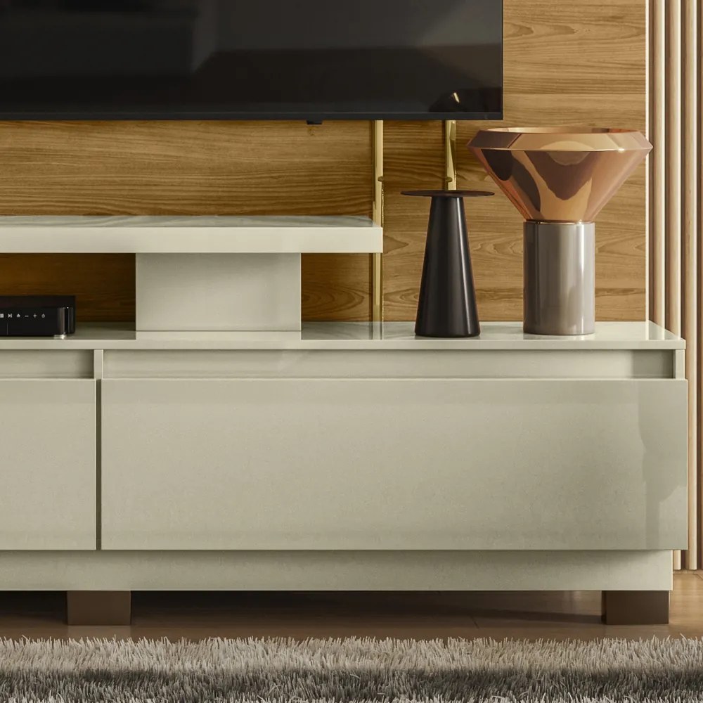 Estante de TV 75 Pol 183cm com Pé Sala Belora Cumaru/Opala M20 - D'Rossi