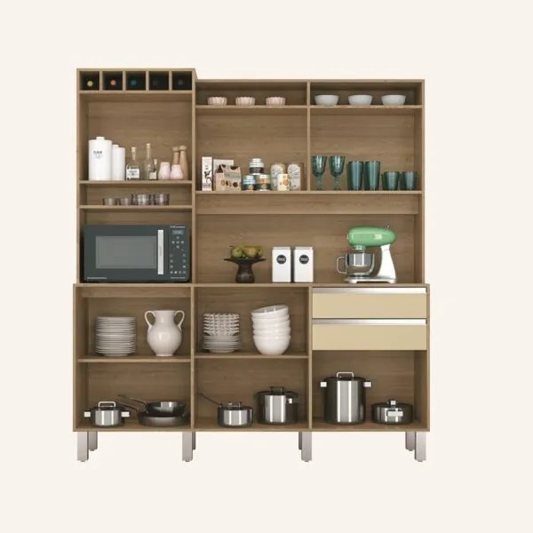 Kit Cozinha Smart 6 Portas Freijó/Branco - Vitamov