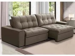 Sofá Retrátil Reclinável 3 Lugares 250cm Argon F05 Veludo Castor - Mpo