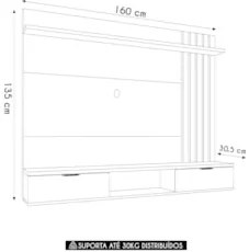 Painel Para TV Suspenso 55 Pol 160cm Aster H01 Cinamomo/Off - Mpozenat