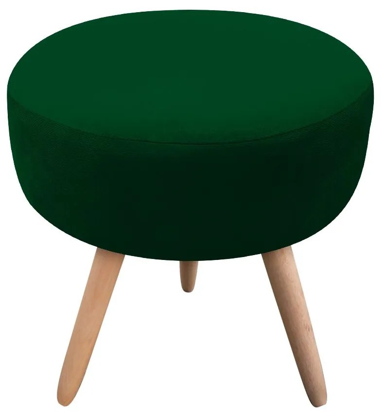 Puff Banqueta Berlim Redondo Suede Verde Pés Natural D'Rossi