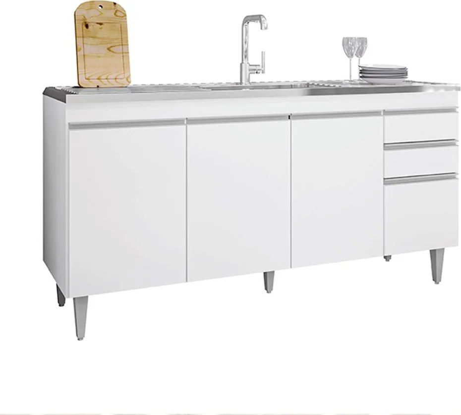 Balcão de Cozinha para Pia Marcos MDP/BP Branco G96 - Gran Belo