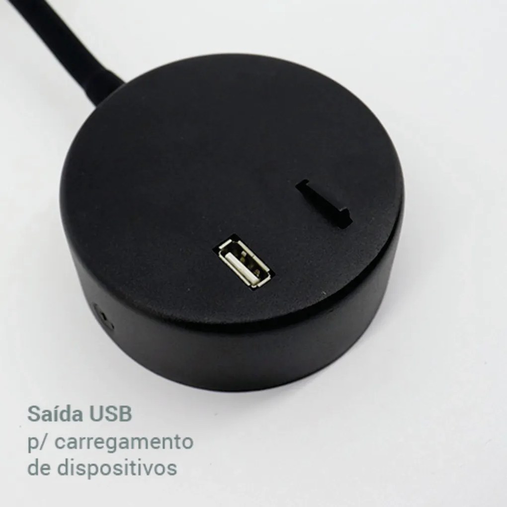 Arandela Mamba Ø9X25X3,6Cm Led 3W 3000K Ip20 Preto |Opus Hm 38834