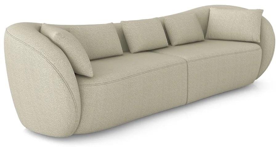 Sofá Bipartido Sala de Estar Diamond 212cm com Almofadas Soltas Bouclê Bege Escuro G52 - Gran Belo