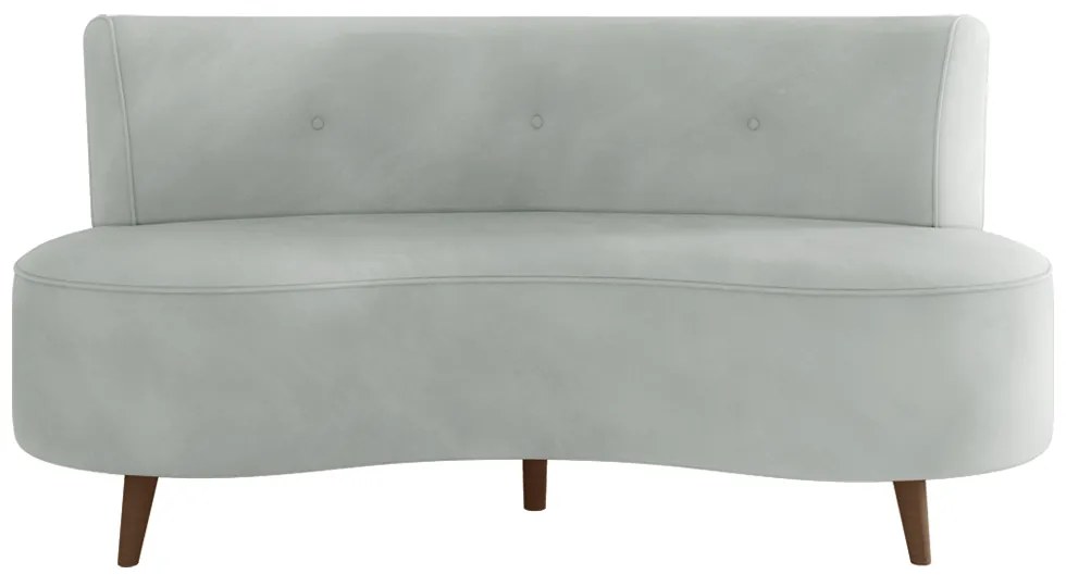 Sofá Living 2 Lugares 160cm Aang Pés Palito Veludo Cinza Claro G33 - Gran Belo