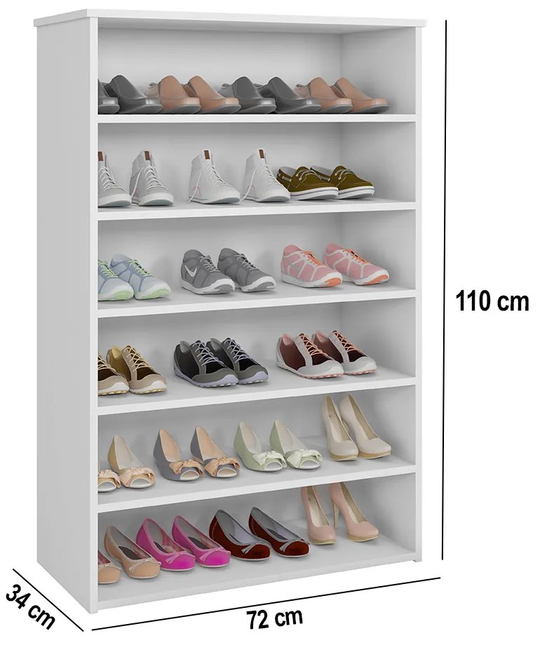 Sapateira Vertical 18 Pares 72cm Closet Organizador Melice A01 - D'Rossi - Branco