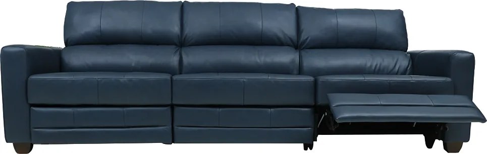 Sofá Sala de Cinema Elétrico Maldivas Reclinável Retrátil 4 Lugares 281cm Couro Azul Marinho Brilho G40 - Gran Belo