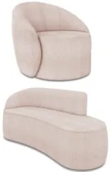 Sofá 3 Lugares 180cm Wendi e Poltrona Steve Boucle Rose I01  - Mpozena
