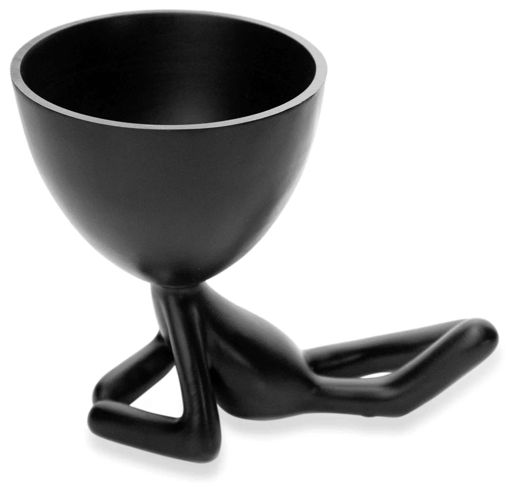 Vaso Decorativo Bob Robert Plant Deitado em Poliresina Preto 13x14x10 cm - D'Rossi