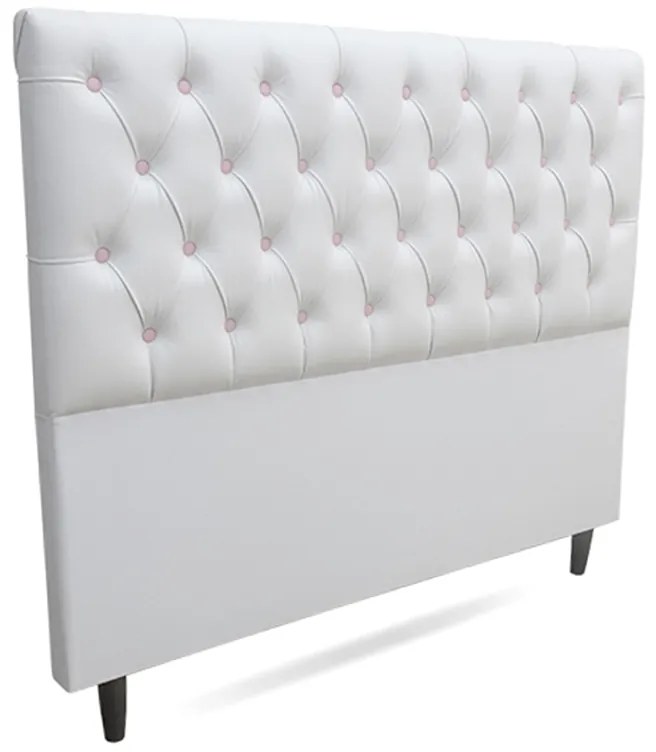 Cabeceira Cama Box Casal King 195cm Nicole Capitonê Corano Branco Botão Rosa - Sheep Estofados - Branco