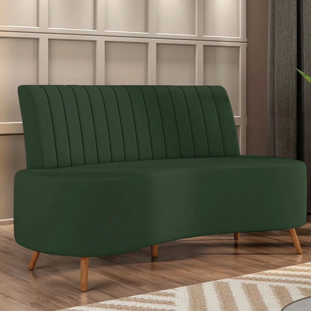 Sofá 2 Lugares Living 160cm Pé Palito Maraú Veludo K01 - D'Rossi - Verde