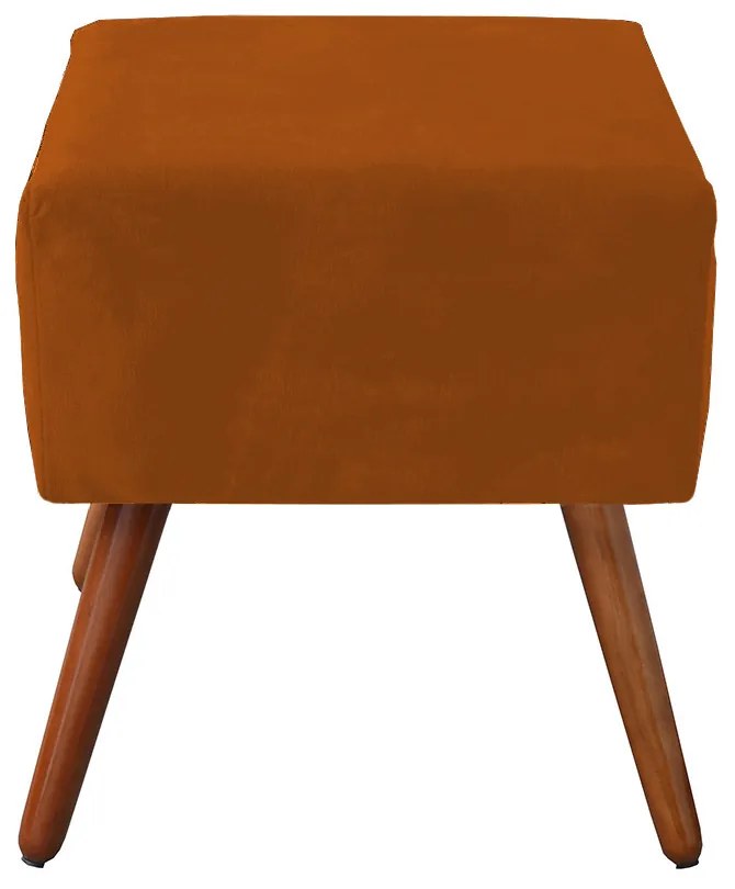 Puff Decorativo Quadrado Malu com Pés Palito Suede Telha