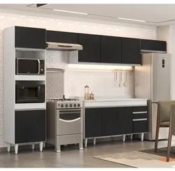 Armário de Cozinha Modulada 5 Peças CP14 Balcão com Tampo Branco/Preto