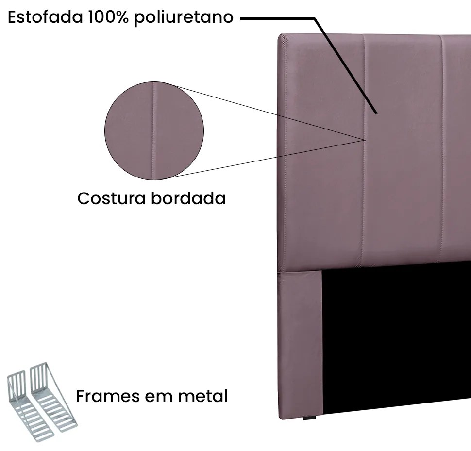 Cabeceira Cama Box Solteiro 90 cm Arizona Veludo S04 - D'Rossi - Uva