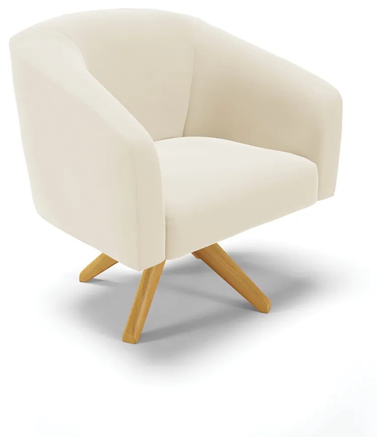 Poltrona Decorativa Giratória MA30 Stella Veludo Bege D03 - D'Rossi