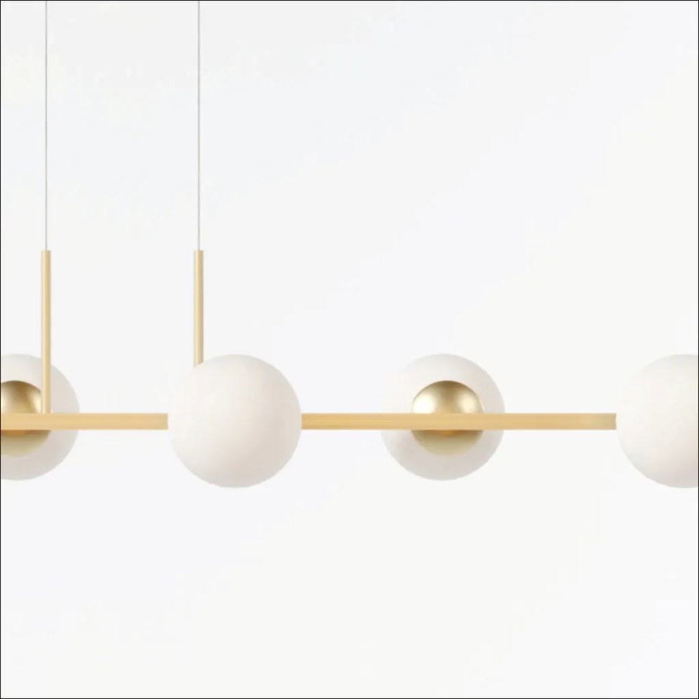 Pendente Botton Long Retângular 26X12X120Cm Alumínio E Globo Ø12Cm Fos... (CHAMPANHE, FOSCO)
