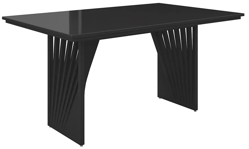 Mesa de Jantar Retangular Anny 160x90 cm Preto com Base de Madeira - D'Rossi