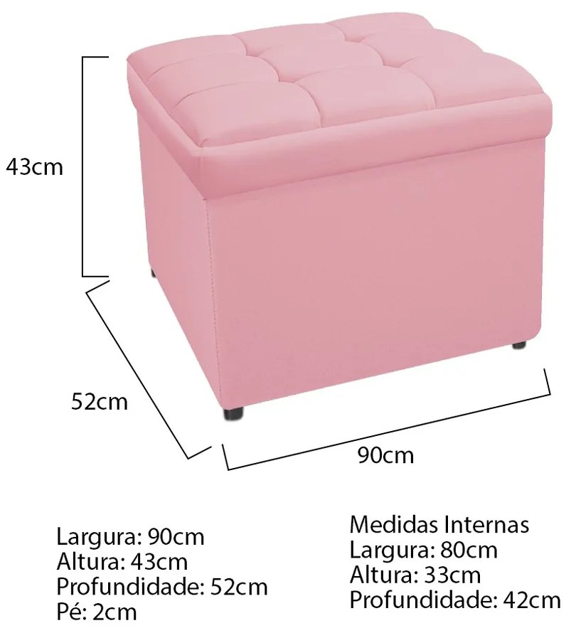 Calçadeira Copenhague 90 cm Solteiro Suede Rosa Bebê - ADJ Decor