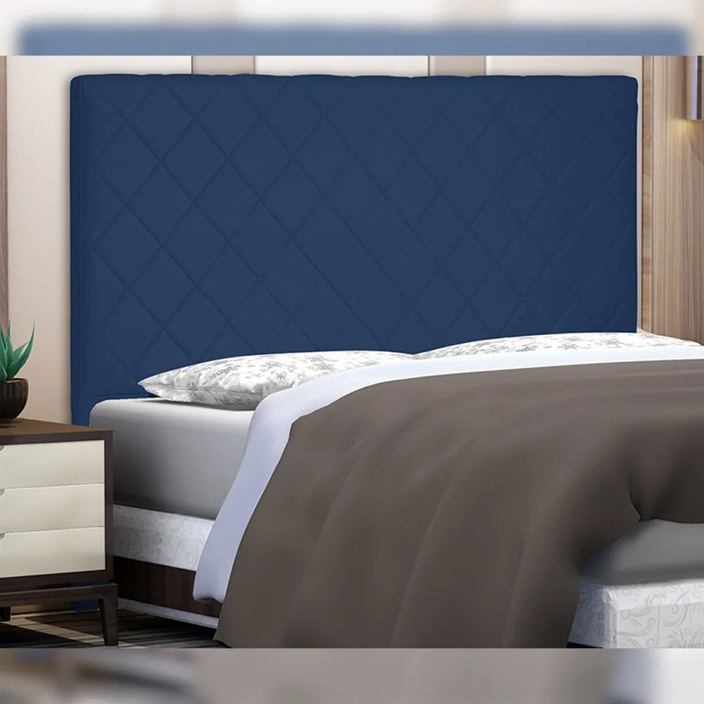 Cabeceira Decorativa 1,40M Baelon Suede Azul Marinho G63 - Gran Belo
