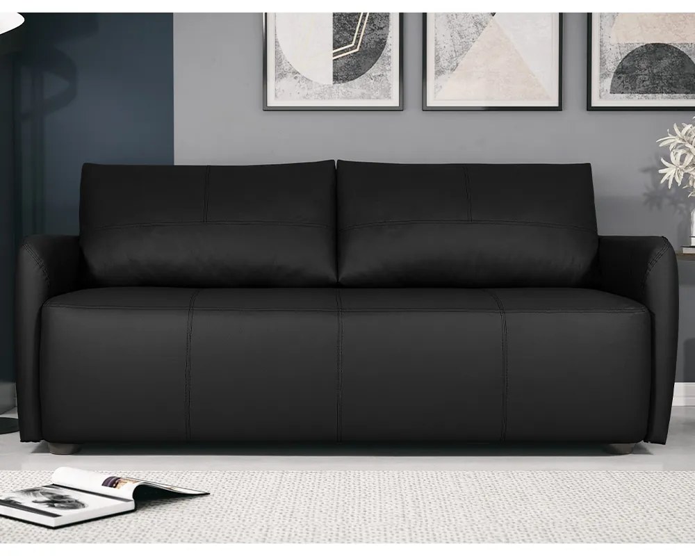 Sofá Decorativo Sala de Estar Lily 2 Lugares 160cm Couro Preto G34 - Gran Belo
