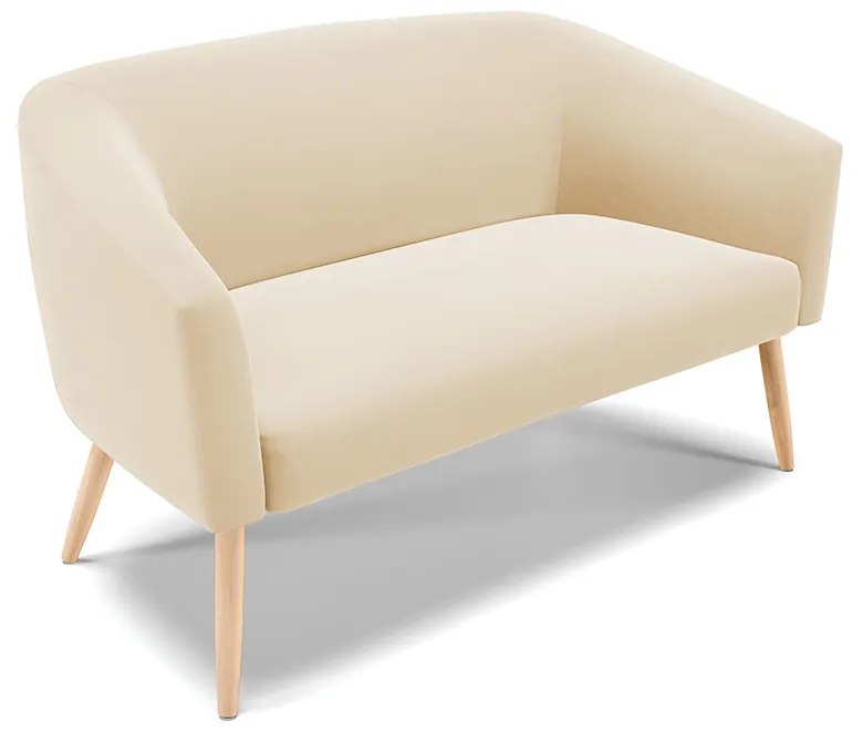 Namoradeira 02 Lugares Stella Suede Pés Palito Natural - D'Rossi - Bege