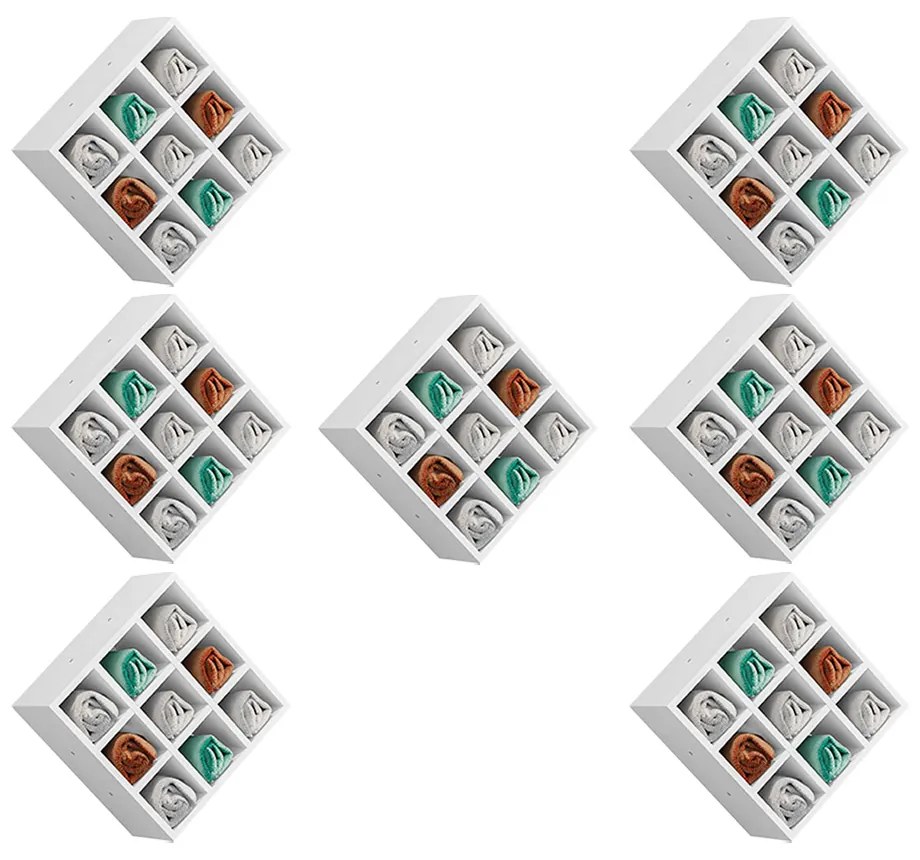 Kit 07 Nichos Porta Toalhas 09 Lugares 40x40cm Branco G01 - Gran Belo