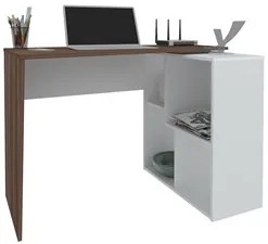 Conjunto Escritório Home Office 4 Peças Look A06 Branco/Ipê - Mpozenat