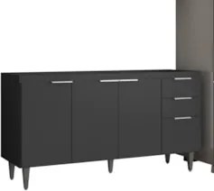 Armário de Cozinha CP03 Para Pia 150cm Pérola Z34 Preto     - Mpozenat