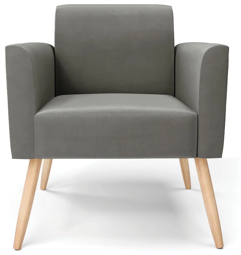 Kit 2 Poltronas Pés Palito Natural Marisa Suede Grafite D03 - DRossi