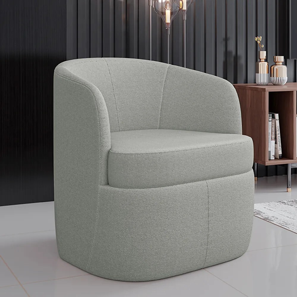 Poltrona Decorativa Design Moderno Bel Sala de Estar Base Giratória Bouclê Cinza G33 - Gran Belo
