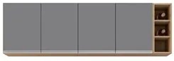Armário Aéreo Nevada com Nicho 180cm 4 Portas Castanho/Cinza - Lumil
