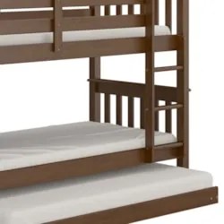 Treliche Solteiro Juvenil com Escada Fixa Bliss Z40 Castanho Acetinado