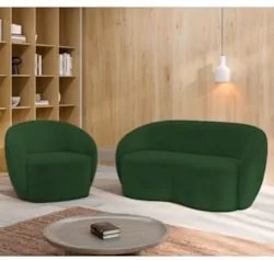 Sofá 2 Lugares Living 160cm e 1 Poltrona Giratória Garbin Z08 Veludo V