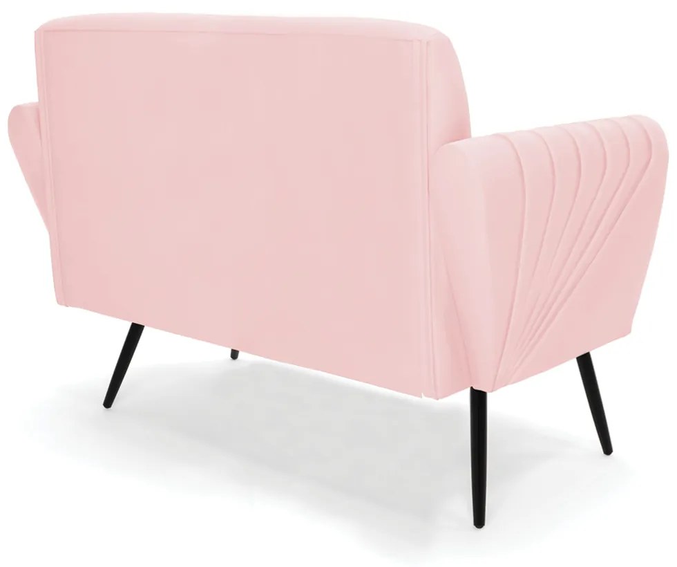 Sofá Namoradeira com Poltrona Pés Palito de Ferro Bruna Suede - D'Rossi - Rosa Bebê
