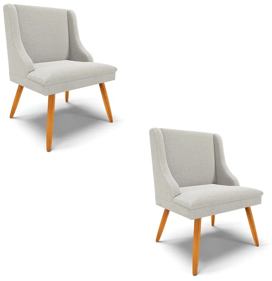 Cadeira Sala de Jantar Pé Palito Castanho kit 2 Liz Bouclê D03 - D'Rossi - Cinza