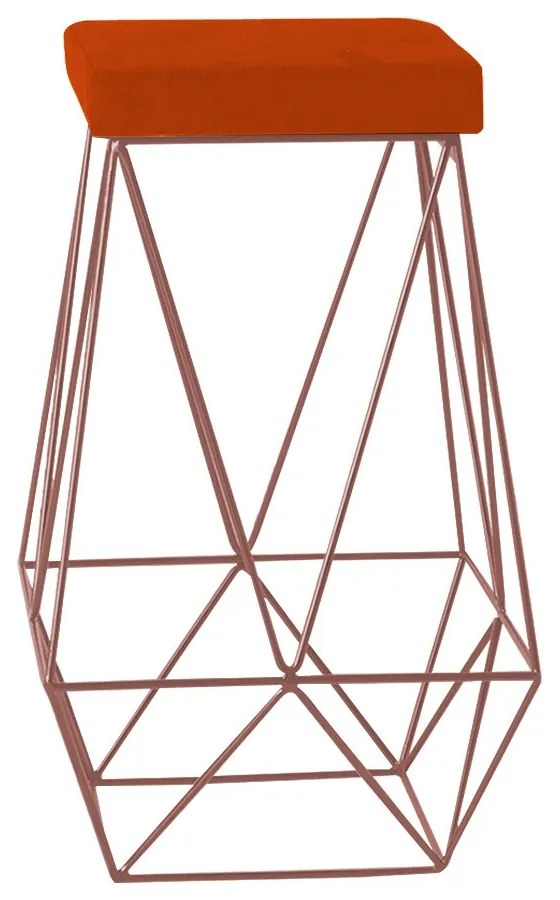 Banqueta Decorativa Kathy Base Bronze Suede Telha G41 - Gran Belo