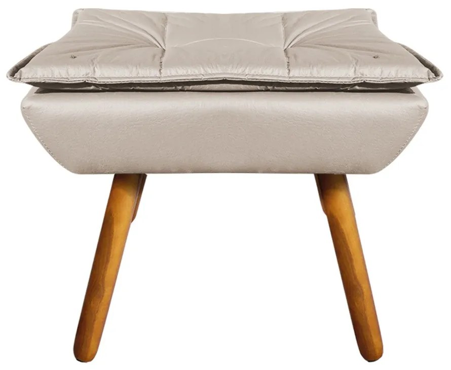 Puff Banqueta Decorativo Pé Palito Opala Corino D03 - D'Rossi - Bege