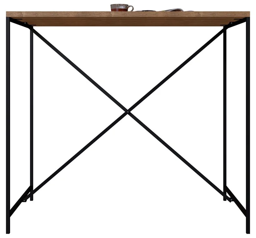 Mesa de Jantar Retangular 110 cm Bancada Steel Quadrada Vermont e Preto - D'Rossi
